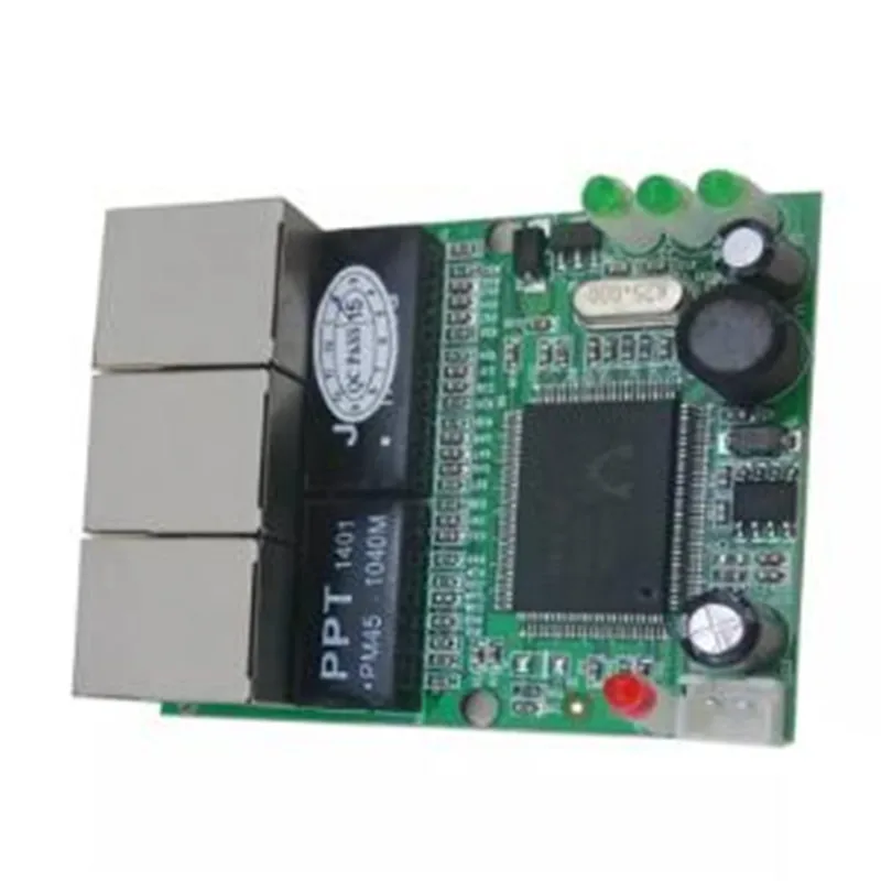 OEM Switch Mini 3 Port Ethernet Switch 10/100Mbps Rj45 Network Switch Hub Pcb Module Board untuk Integrasi Sistem