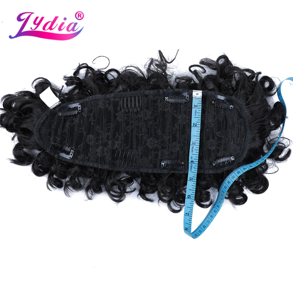 Lydia Synthetic High Puff Afro Short Curly Middle-Part Wig Clips in Hair Extension African American 90g/PCS Hairpiece Chignon