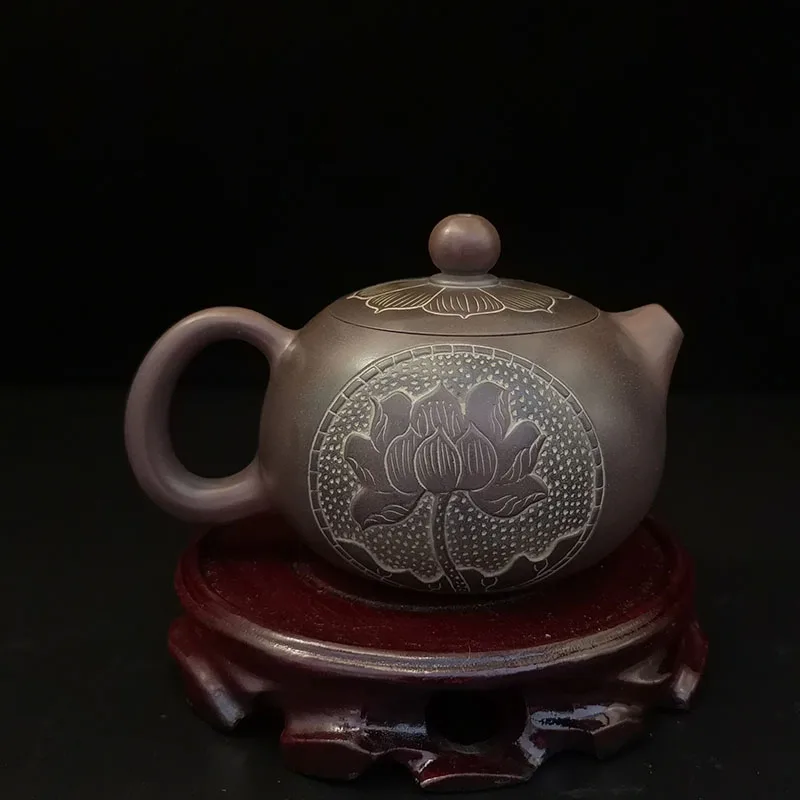 Handmade Nixing Pottery XiShi Teapots with Lotus Carving for Kong Fu Tea Healthy Nixing Pottery Clay from Qinzhou Guangxi