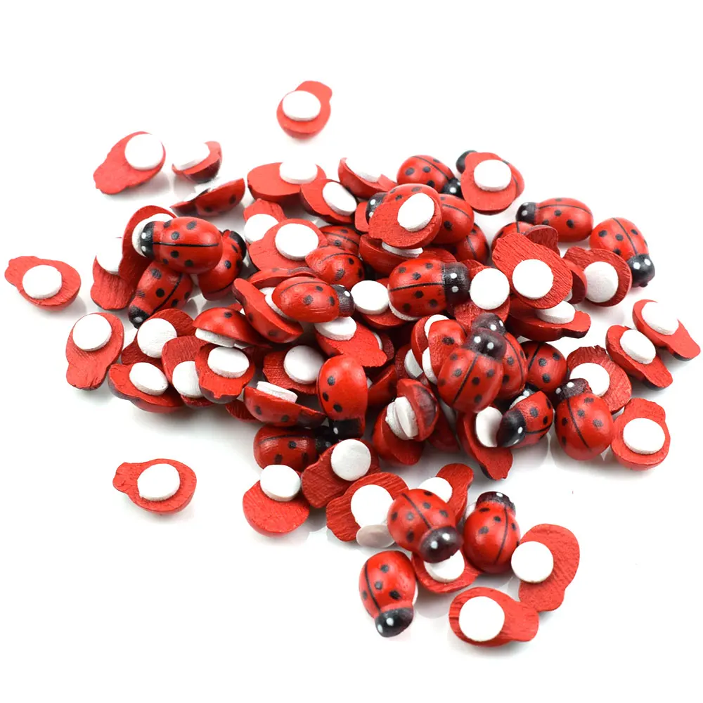 Mini coccinelle avec boutons en bois, 100 pièces, outils de couture, bouton décoratif, pour Scrapbooking, vêtement, bricolage