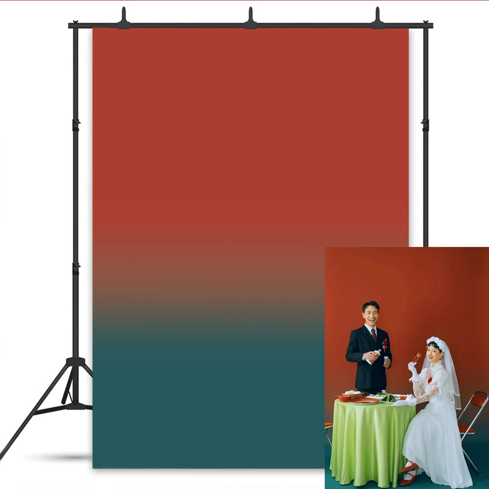 Red Dark Green Gradient Portrait Color Photography Backdrop Pregnant Child Baby Kids Model Photostudio Polyester Backgrounds