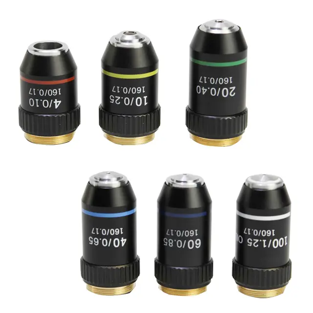 195 Black Achromatic Objective 4X 10X 20X 40X 60X 100X High Quality