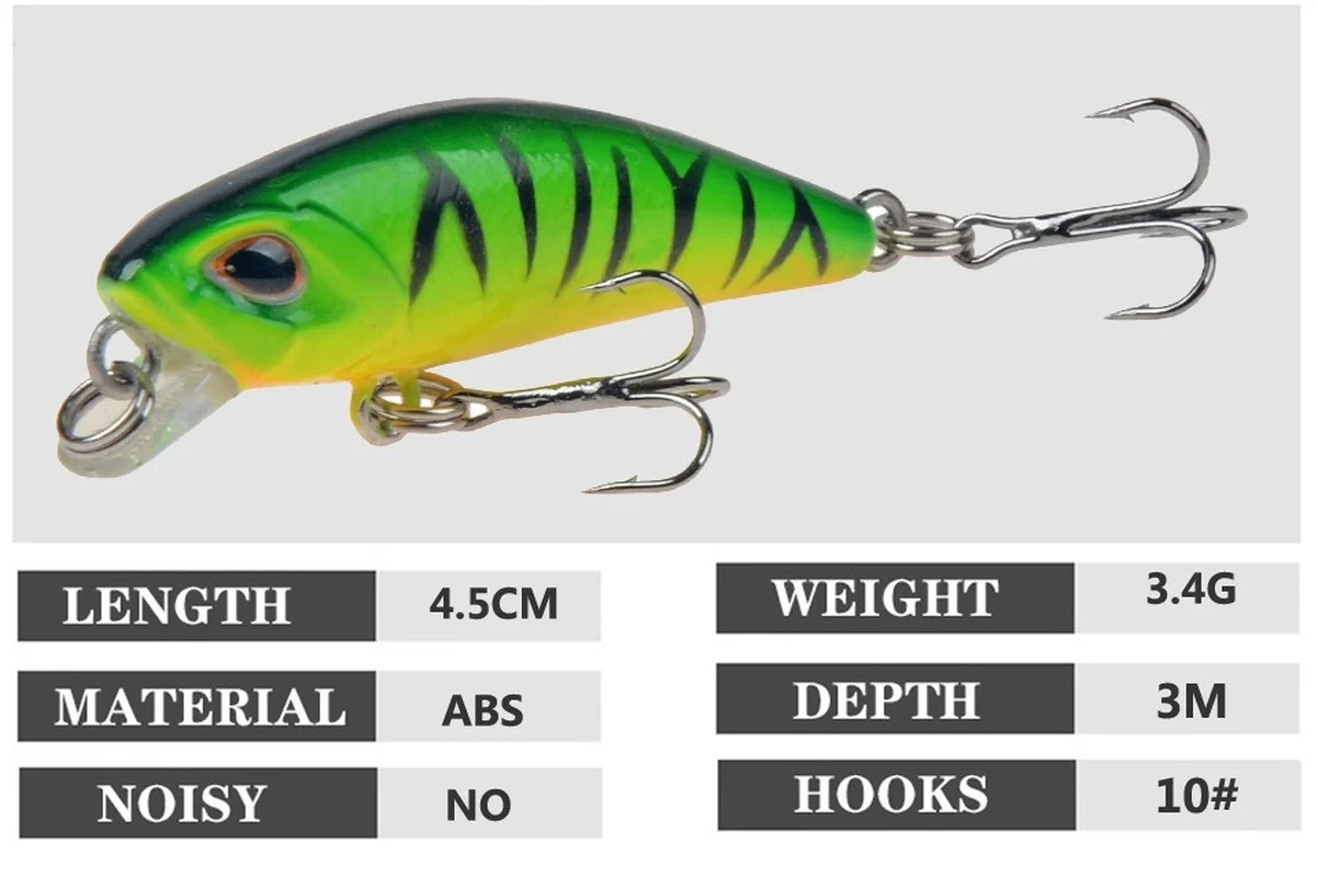 1pcs 4.5cm Mini 3.4g Minnow Fishing Lure Wobbler Ice Swimbait Crank Japan Fishing Tackle Pesca Bass Trout Lures Hard Bait