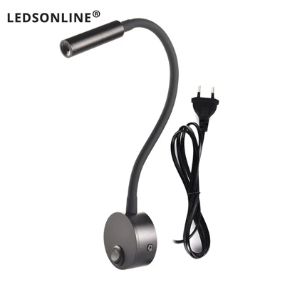3W Wandlamp Schansen Nachtkastje Werken Studie Leesboek muur Nachtverlichtingsarmaturen Gooesneck Passen Spot LED Wit Zwart Zilver