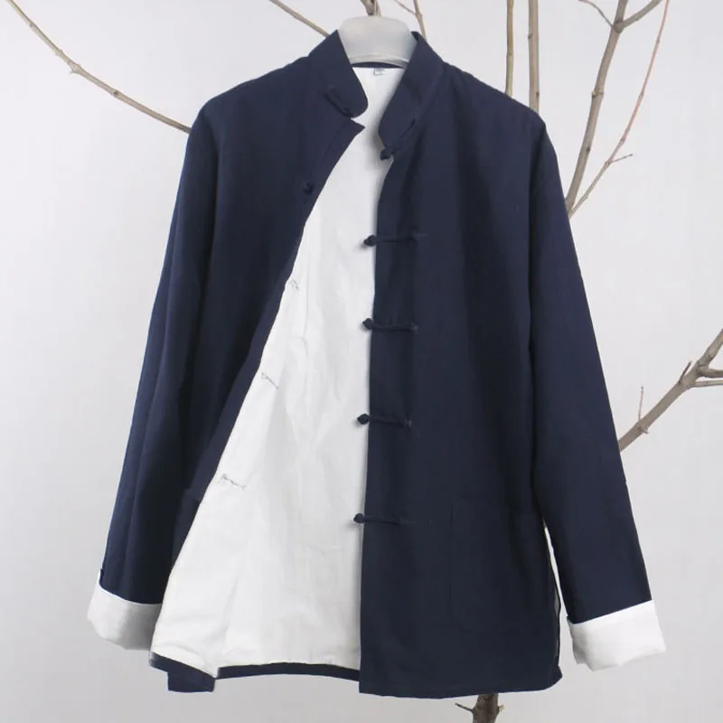 

Men's Casual Double Deck Jacket Autumn Winter Kung Fu Coat Traditional Chinese Tang Suit Coat Tai Chi Uniform Cotton Tops