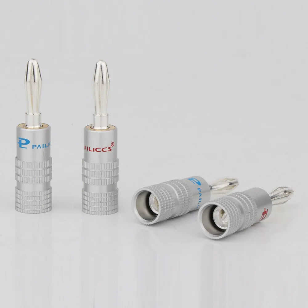 オーディオおよびビデオスピーカー用の銀メッキバナナプラグ,銅コネクタ,ケーブル接続端子用,8個