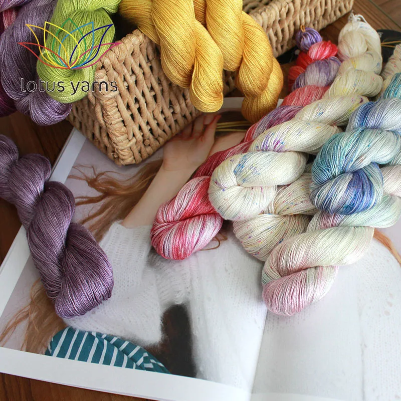 50g  Hank Handpainted Silk Yarn For Hand Knitting Crochet   Lace Weight Natural Silk 22 So Soft