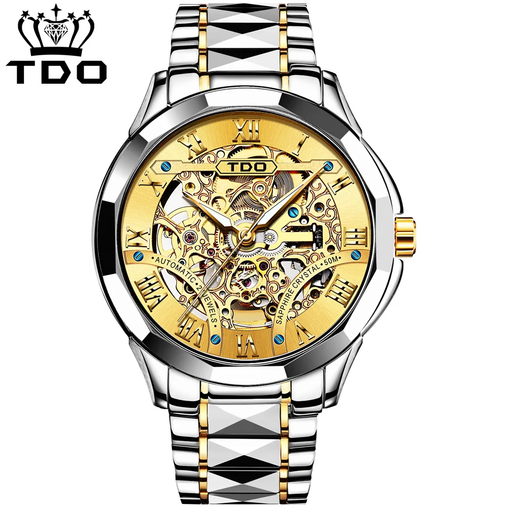

TDO Top Brand Luxury Automatic Hollowing Mechanical Watch Fashion Watch Male Mechanical Watch Sapphire Crystal Waterproof 50ATM