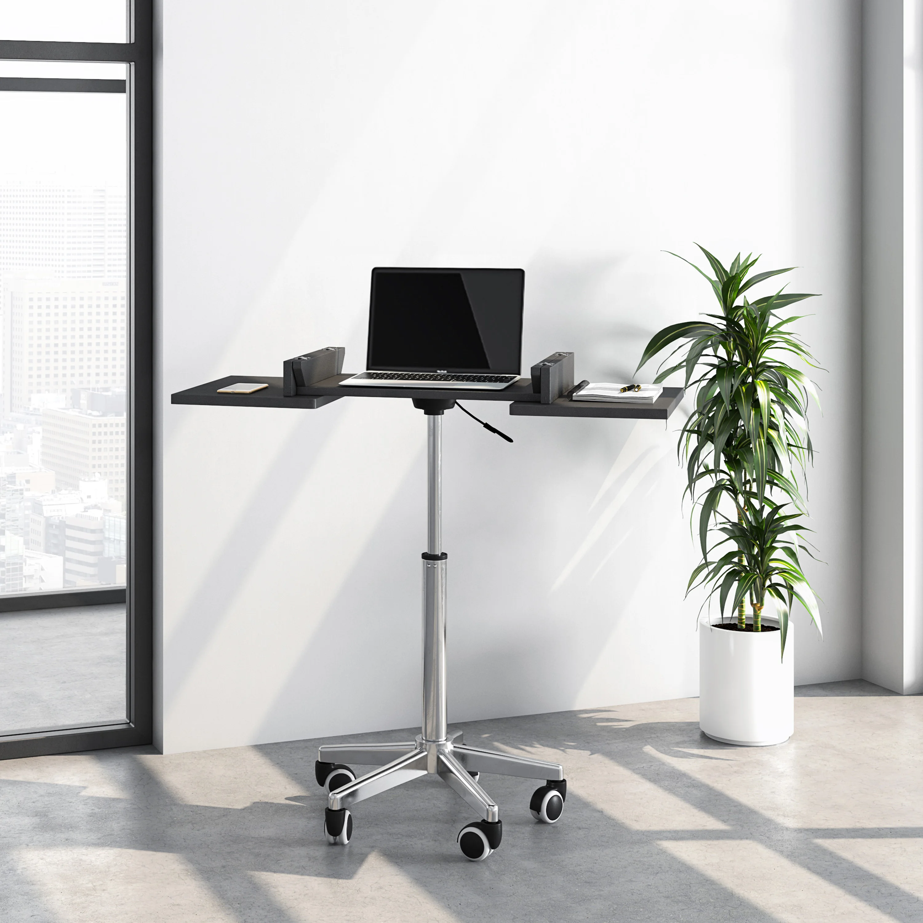 Folding Table Movable Laptop Desk Cart Height Adjustable Graphite[US-W]