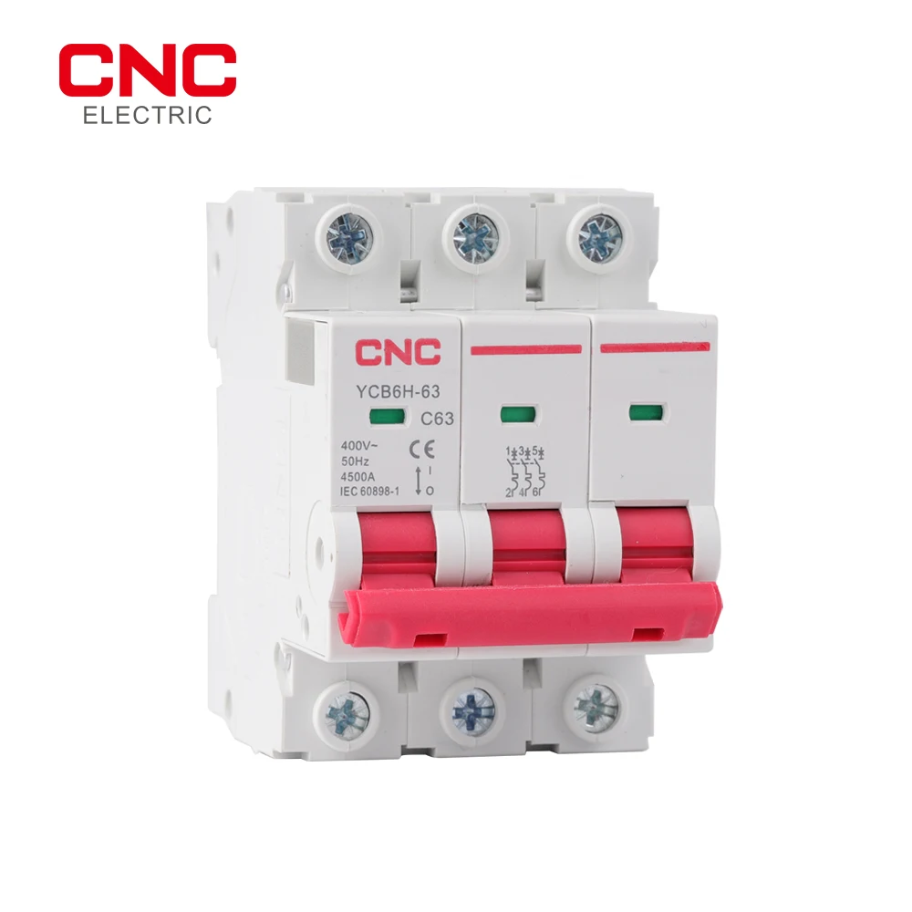 CNC 1P 2P 3P YCB6H-63 18mm Miniature Circuit Breaker Din Rail Mount Breaking Capacity 6A/10A/16A/20A/25A/32A