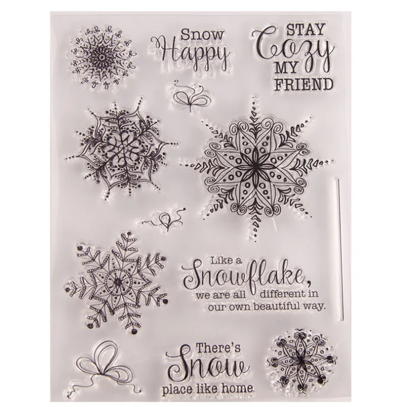 Schneeflocke Transparent Klar Silikon Stempel Dichtung DIY Scrapbooking Gummi Stanzen Färbung Präge Tagebuch Dekor Reusable T1623