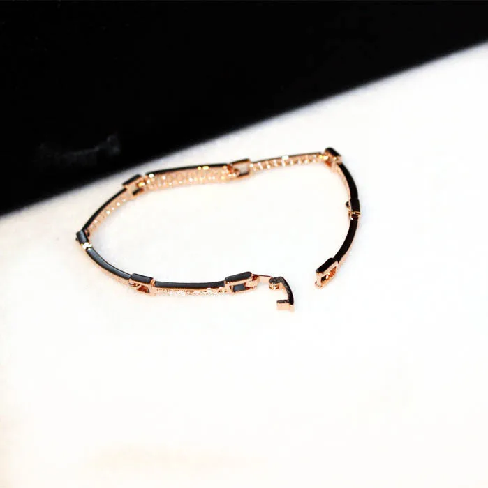 Simple Best Crystal Bracelet Bangles For Women Gift Rose Gold Color Rhinestone Cuff Bracelets New Fashion Jewelry