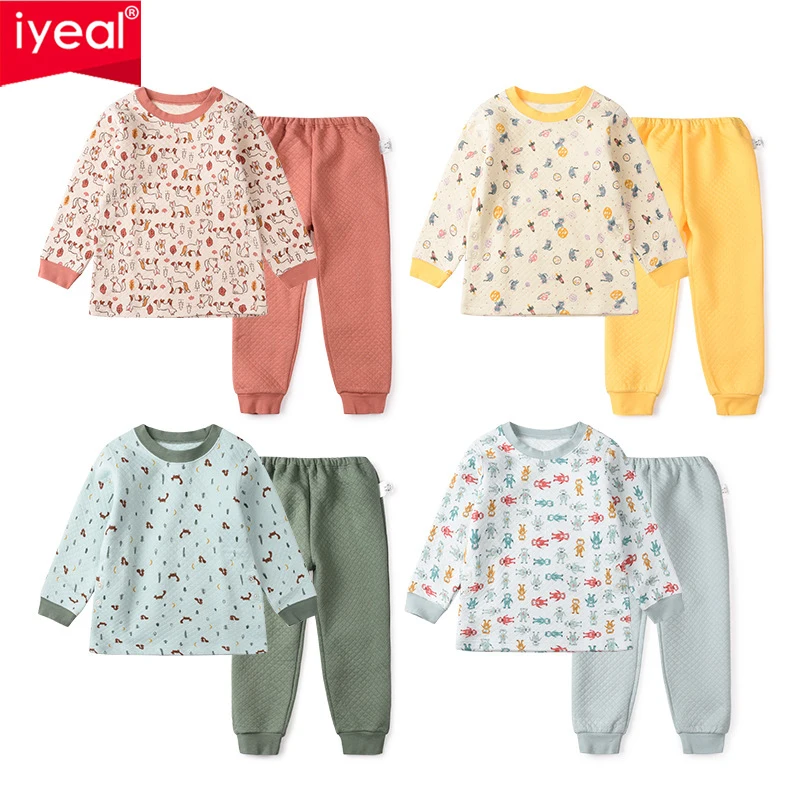 

IYEAL Children's Underwear Set Autumn Kids Clothing 2-7Y Baby Girls Outfits 100% Cotton Boys 2PCS Set Toddler Long Sleeve Suits