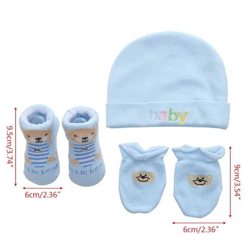 Autumn Winter Baby Hat and Mittens Girl Boy Cap Socks Comfy Infant Hat & Gloves Cotton Toddler Newborn Baby Accessorise For 0-3