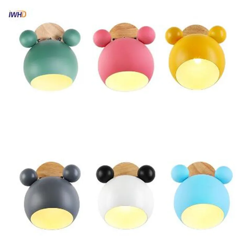 

IWHD Nordic Modern LED Wall Lamp Colorful Wall Lights Creative Light Kid's Room Cute Bedroom Fixtures Applique Murale Luminaire