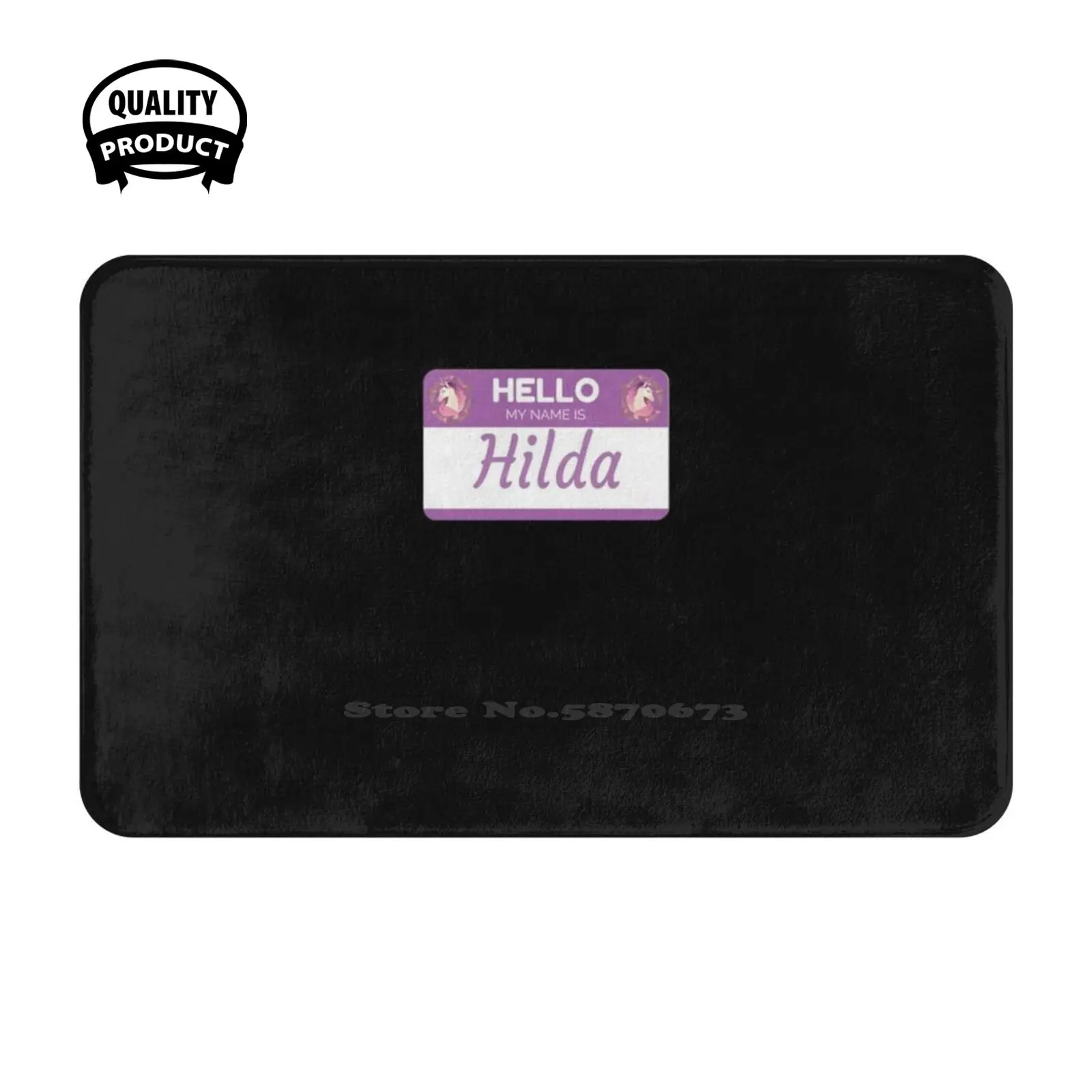 Unicorn Hello My Name Is - Gift For Someone Called Soft Cushion Home Carpet Door Mat Car Rug Unicorn Pink Purple For Label Name