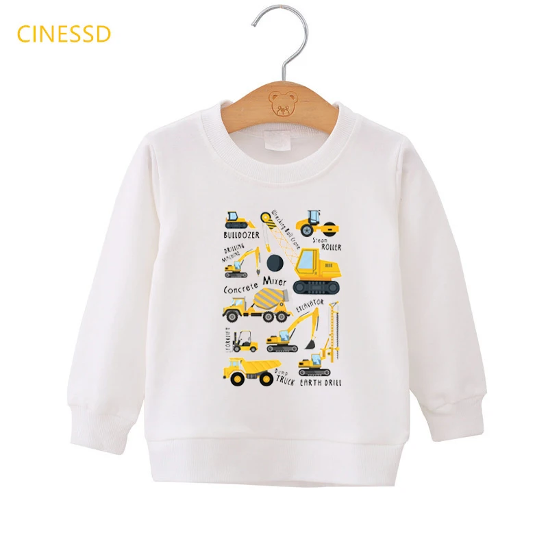 

Fashion Excavator/Bulldozer/Digger/Truck Print Kids Boy Sweatshirt Winter Clothes Childrens Long Sleeve Coat Plus Velvet Outwear