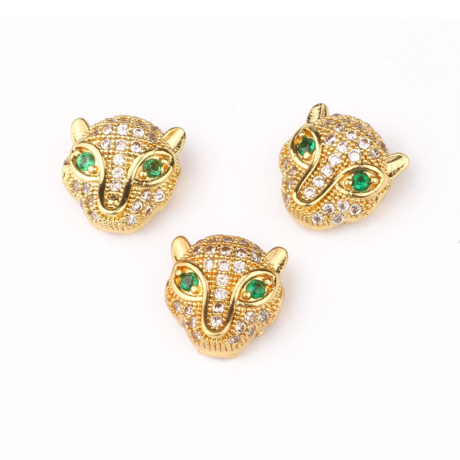 3pcs/lot Best Quality Brass micro pave cz Zirconia Round Heart Crown Shape Spacer Beads for DIY Jewelry Findings Accessories