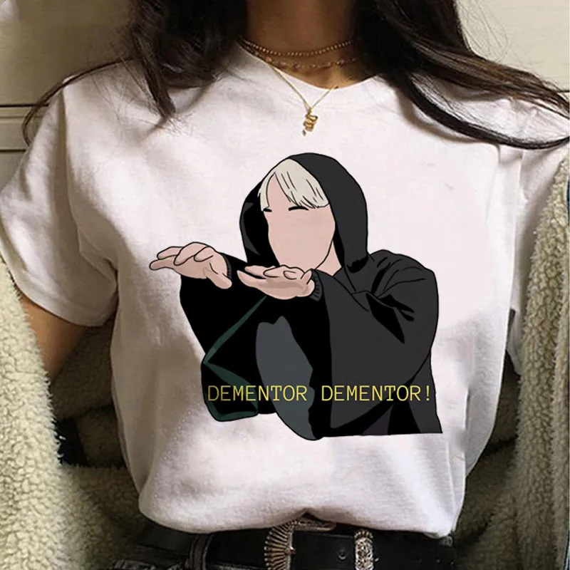 Summer New Anime Draco Malfoy shirt stampa T-shirt da donna casual base o-colletto camicia bianca manica corta Tshirt da donna, Drop Ship