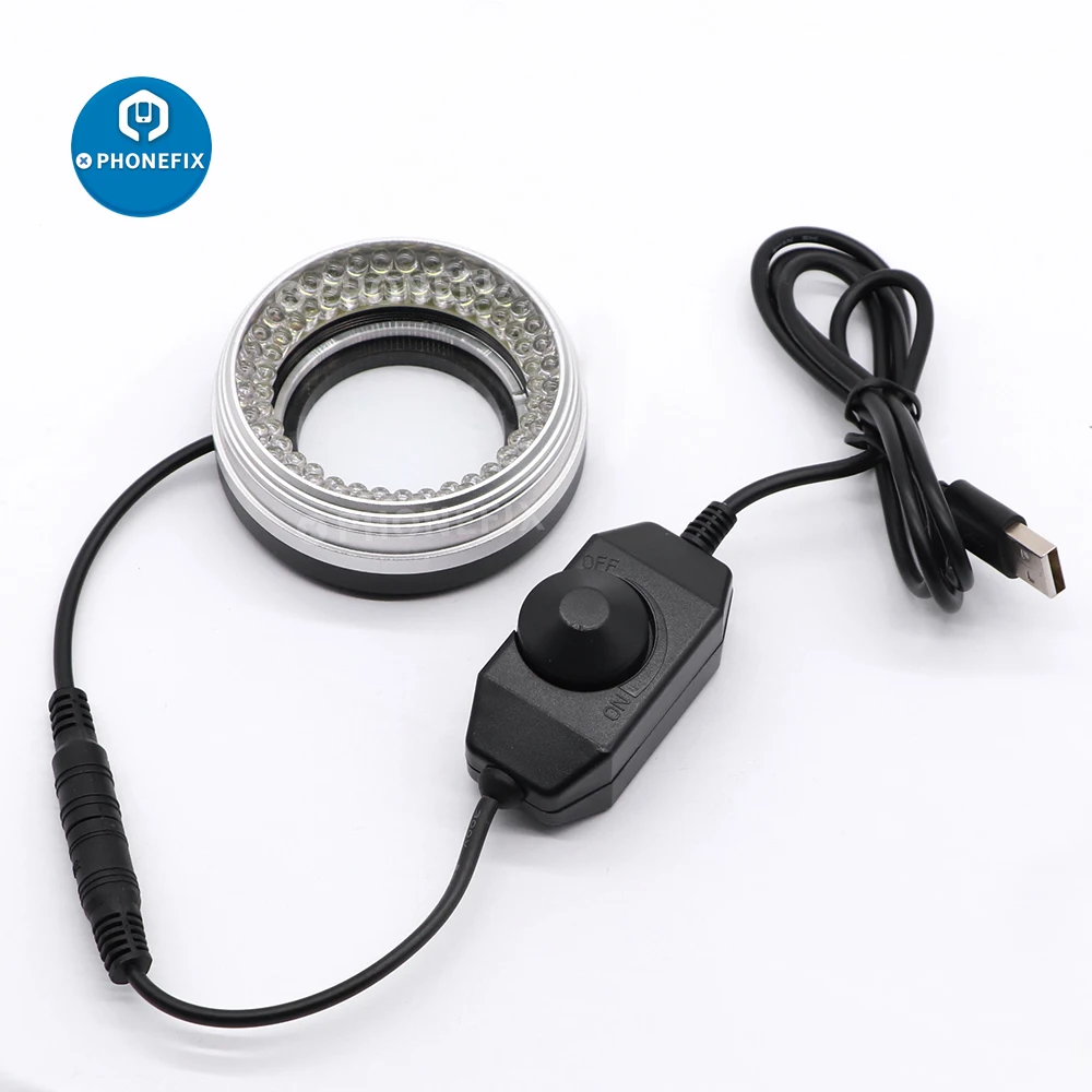 72pcs LED Anti-Dust Smoke Lens Ring Lamp USB Charging Microscope Light Lamp for Stereo Microscope Shadow Less Ring Illuminator