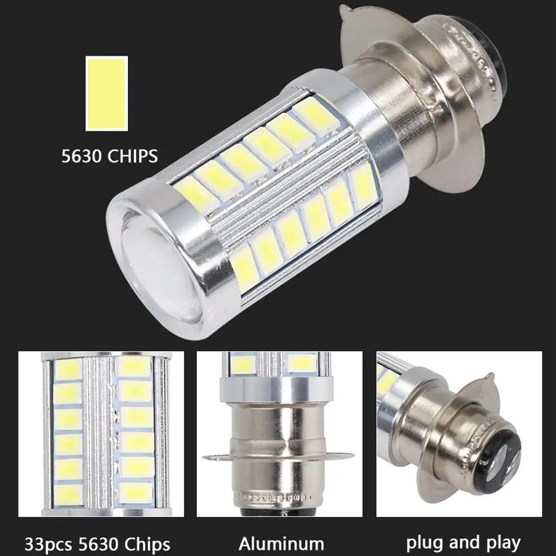 H6M BA20D P15D LED Motorcycle Headlight Led fog lamp White 6500K Hi/Lo Beam Led Moto Bulb for Motorbike Scooter Headlamp 12V