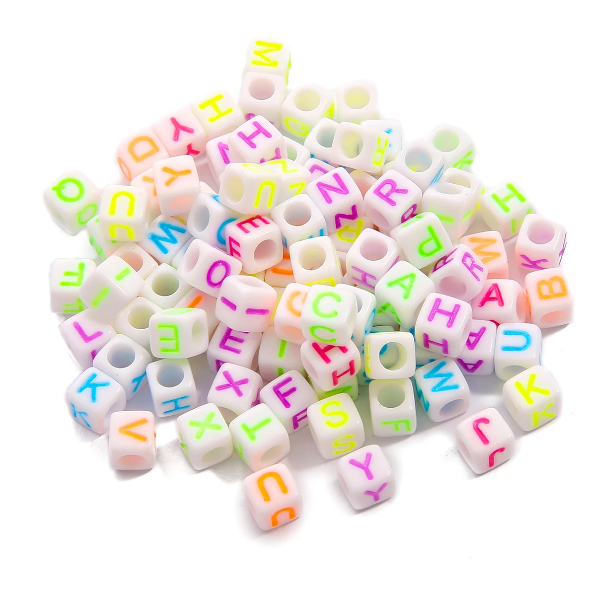 100Pcs/lot 6x6mm Square Russian Letter Acrylic Alphabet Round Cube Number Spacer Beads For Jewelry Findings Making Diy Bracelet