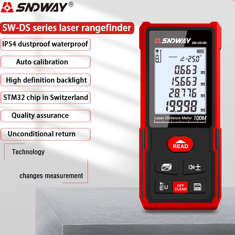 Distanziometro telemetro laser Sndway 40m 50m 70m 100m 120m pagoda elettronica trena digitale misuratore di nastro laser telemetro