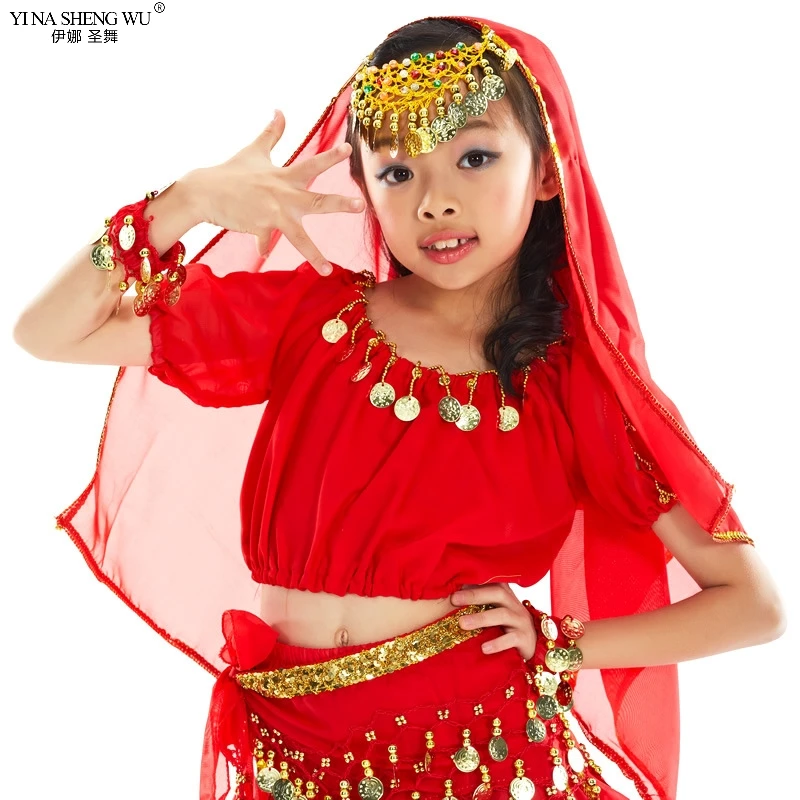 Kids Belly Dance Costume Bollywood Oriental Bellydance Dress Set Indian Egyptian Egypt Carnival Costume Girls Top Pants Clothing
