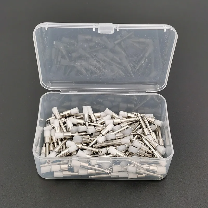 

100pc/box White Dental Lab Polishing Brush Nylon Flat Shape Latch Type (RA) Polisher Prophylaxis Brushes Dental Disposables