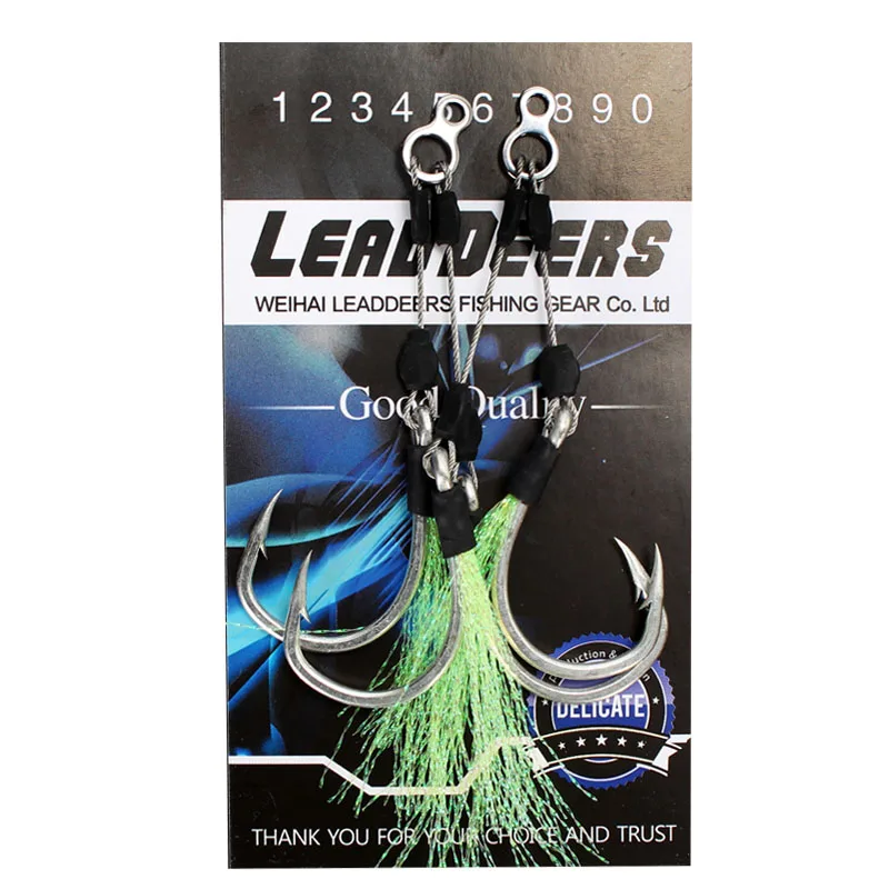 Leaddeers Fishing Cast Jigs Assist Hook 316 Stainless Steel Wire Hooks  High Carbon Steel Barbed Double Jig Hooks