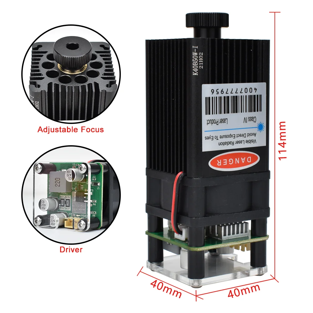 450nm 40W Laser Module Laser Head for Laser Cutting Machine CNC DIY Adjustable Focus Laser Marking Engraving Wood Tools