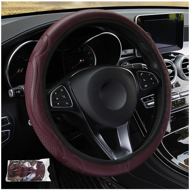 Car Steering Wheel Cover Funda Volante Braid on the Steering wheel Volan Comfortable Durable For 37 38 CM Auto No Inner Ring