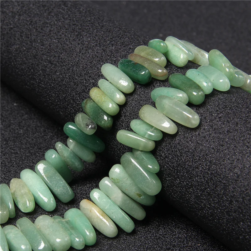 10-24MM Natural Green Aventurine Stone Bead Teeth Shape Loose Stick Beads 15