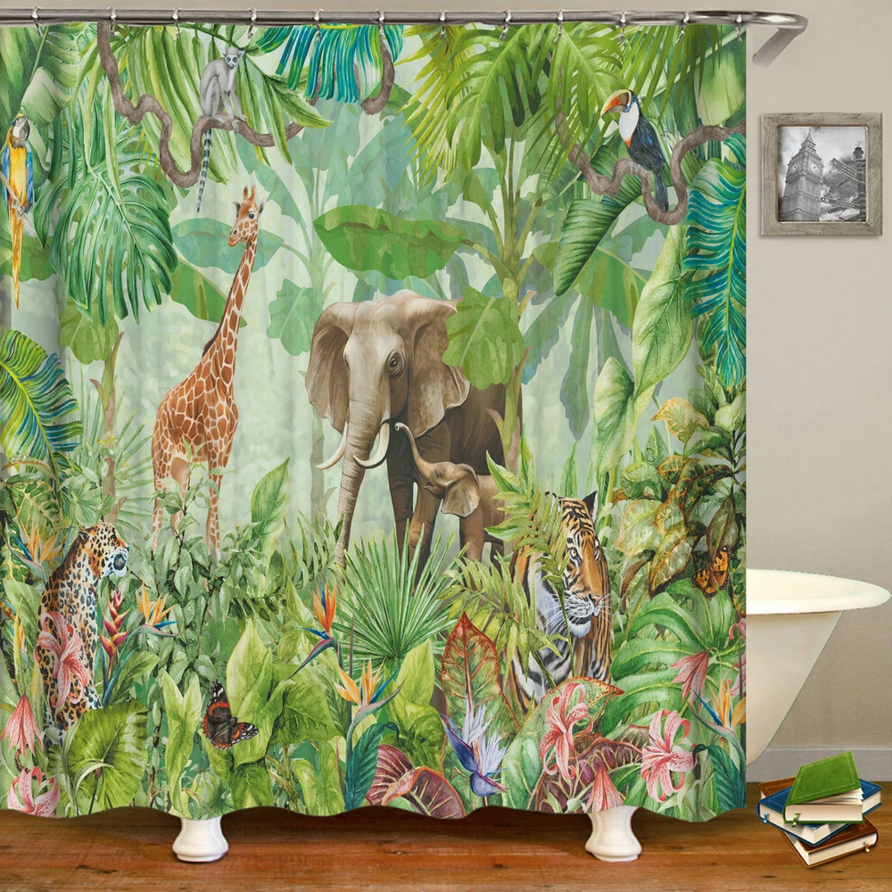 Cartoon Animals Bathroom Curtains Shower Curtain lovely Childs With Hooks Waterproof Polyester Home 180*200 Bathing Curtain