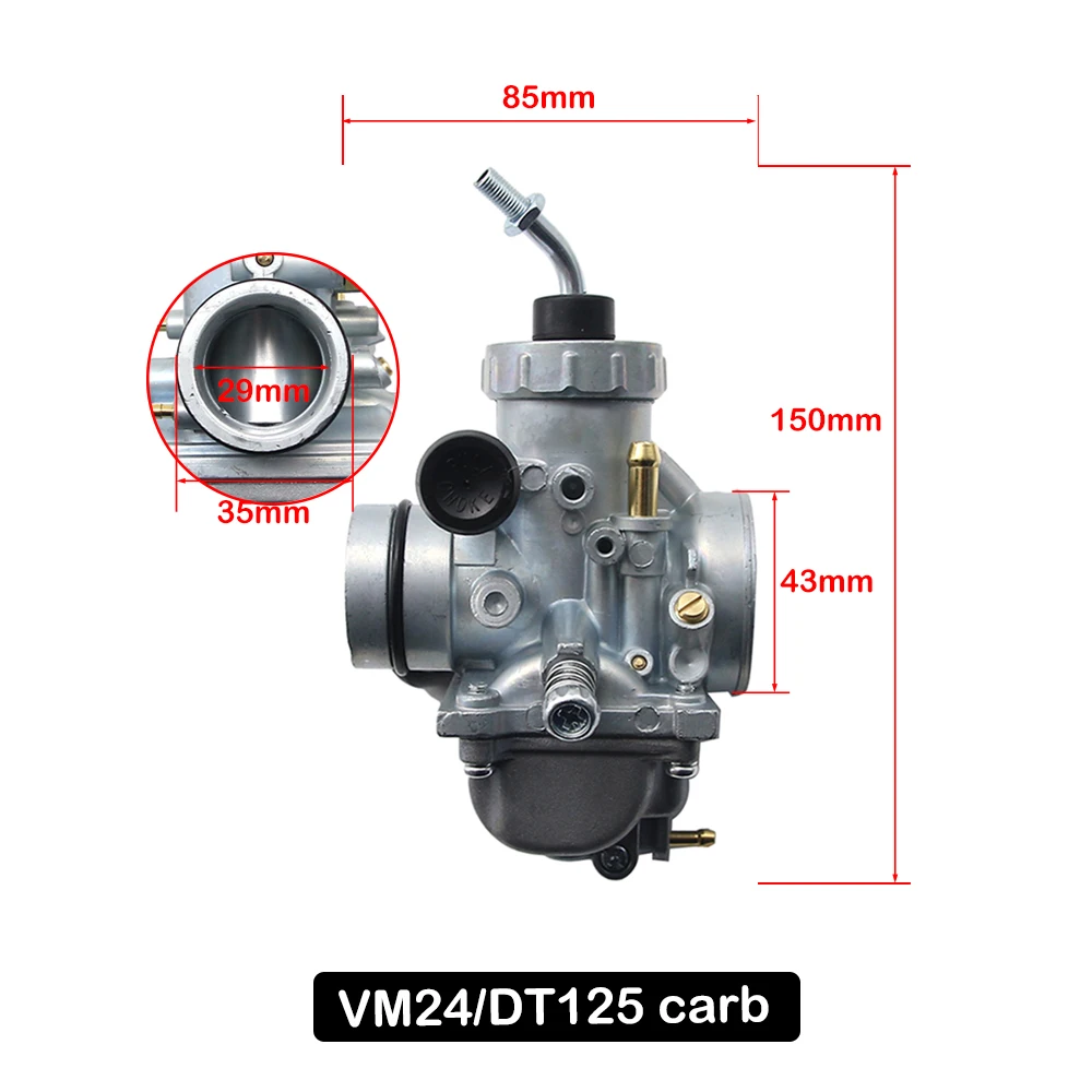 ZSDTRP 2pcs Set Carburetor+Sponge Air Filter Kit VM24 Carb DT125 Carburetor Kit For YAMAHA DT125 MIKUN VM24 Accessories