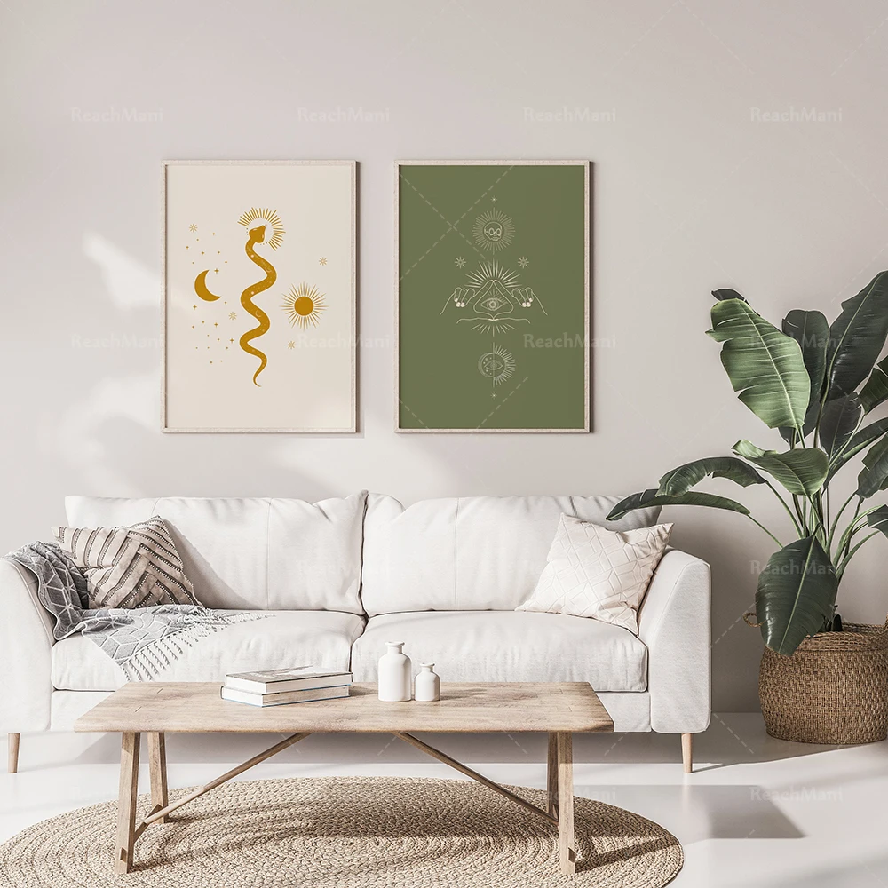 Ensemble de 2 impressions murales Boho| Décor mystique de Boho| Magical HanD Eye Wall Art Imprimer| Boho Gallery Wall| Décor mai
