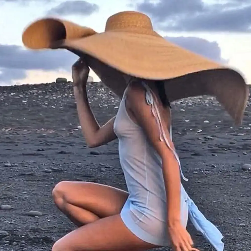 قبعة سفر كبيرة الحجم قابلة للطي للسيدات ، حماية من الشمس ، مثالية للشاطئ ، من القش #3