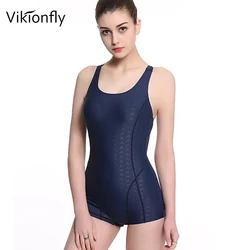 Vikionfly Plus Size Sport Swimming Suit For Women Swimwear 2021 Backless Black Blue One Piece Swimsuit Bikini Bathing Suit XXXL