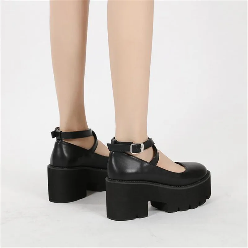 Girls High Heels New Arrival Women Classic Pumps Shoes Spring  Black Mary Jane Heels Fashion Buckle Platform Lolita Shoe Woman