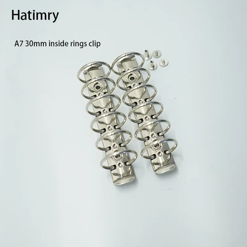 Hatimry A7  binder clip rings 3cm  big rings clip 6holes silver color for DIY notebook A7 size school suppliers