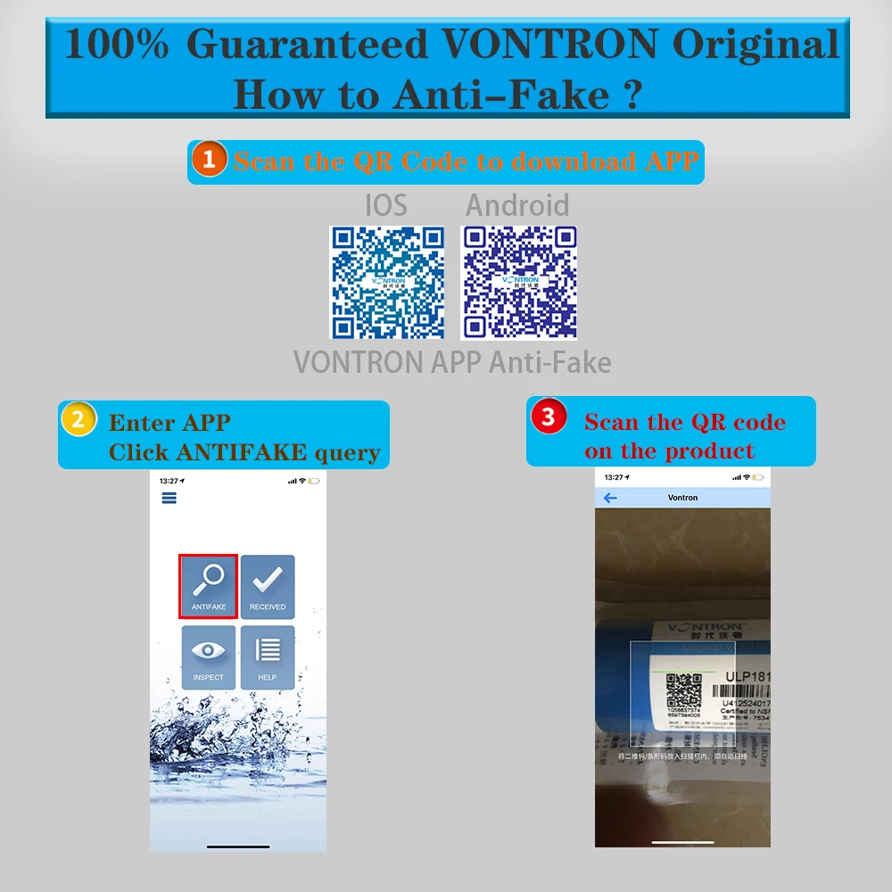 VONTRON Umkehrosmose RO Membran 75GPD / 100GPD Ersatz Wasser Filter System Trinkwasser ULP1812-75 / ULP2012-100