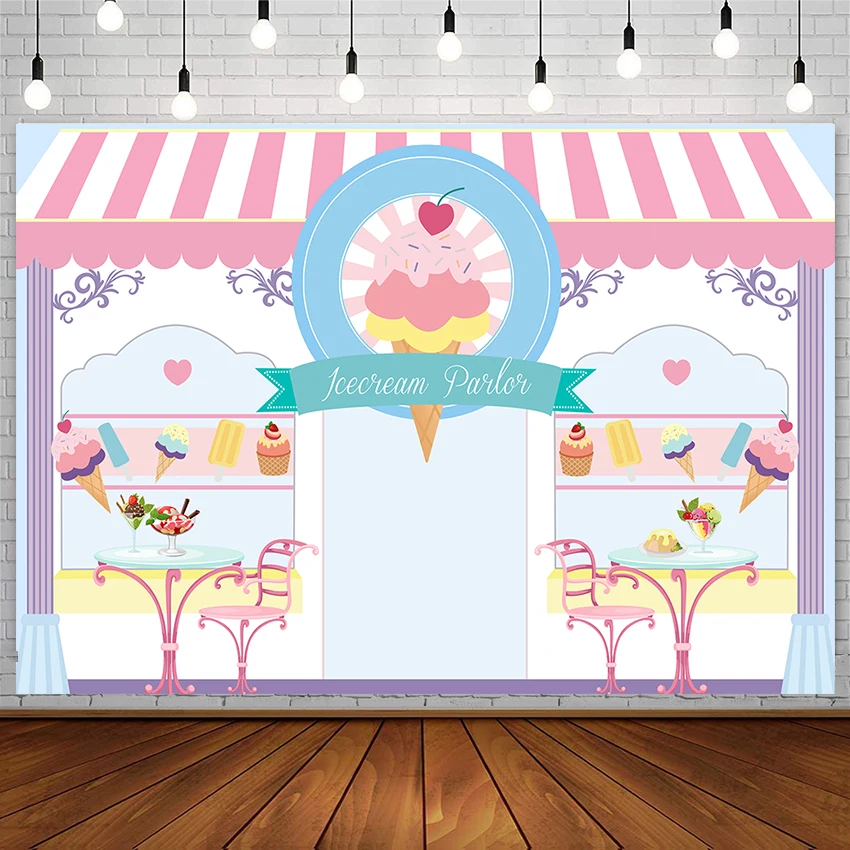 

Avezano Ice Cream Shop Backdrops Birthday Baby Shower Cake Dessert Pink Background Photography Studio Photophone Photozone Decor