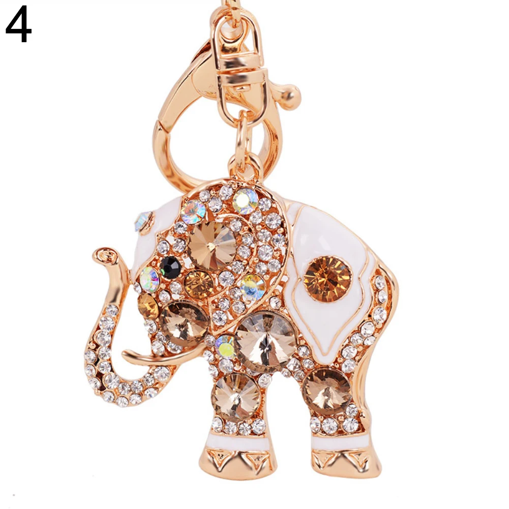 Bling Rhinestone śliczny słoń brelok do kluczy torebka z pierścieniem prezent wisiorek klucz torebka z łańcuszkiem wisiorek samochód pierścień wisiorek biżuteria — zdjęcie 5
