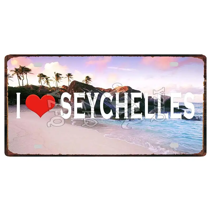 Seychelle City Tin Plate Travel Souvenir Vintage Metal Sign Wall Decor For Shop Home Bar Club Poster Customizable DC-1096B