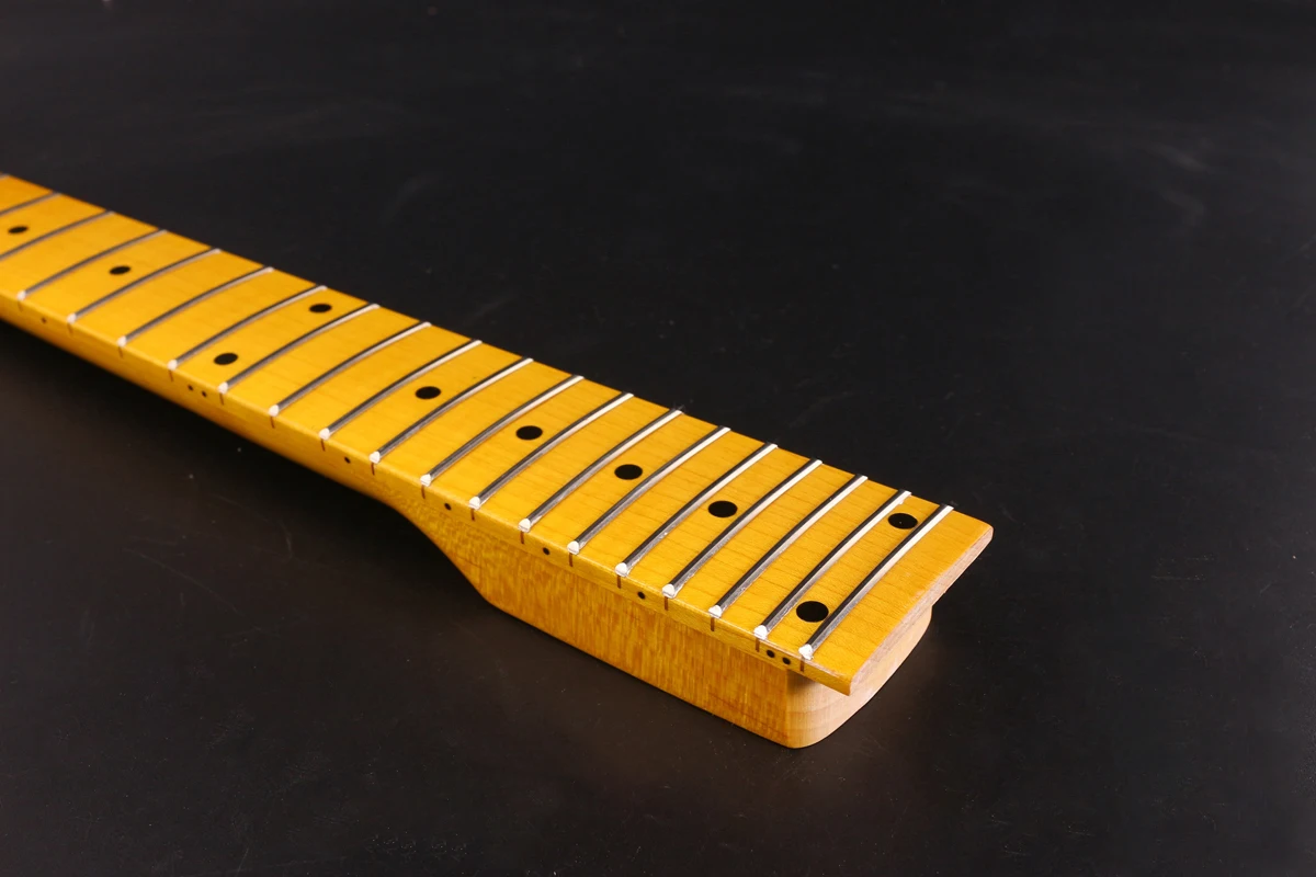 S5-2 Guitar Neck 25.5inch 24 Fret  Yellow Painting Dot  Inlay Canada Maple  guitar Part