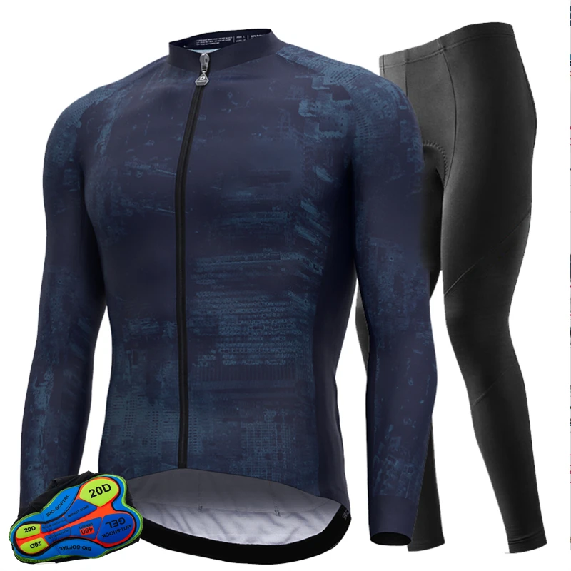 New MTB Winter Thermal Fleece Set Cycling Clothes Men's Jersey Suit Sport Riding Bike MTB Clothing Bib Pants Warm Sets Ropa