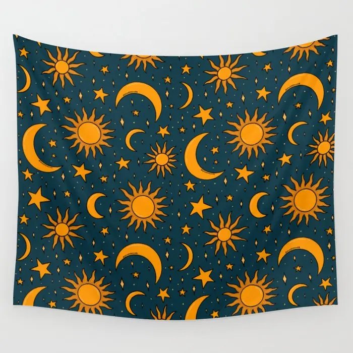 

Retro Sun and Stars Print Tapestry Background Wall Covering Home Decoration Blanket Bedroom Wall Hanging Tapestries