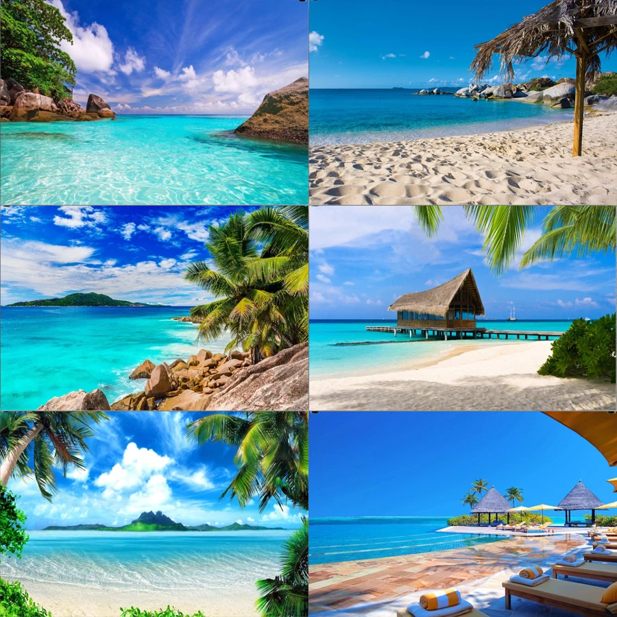 شاطئ البحر شجرة التصوير خلفية جدار خلفية لالتقاط الصور الدعائم الطفل الفينيل القماش صور التصوير خلفية