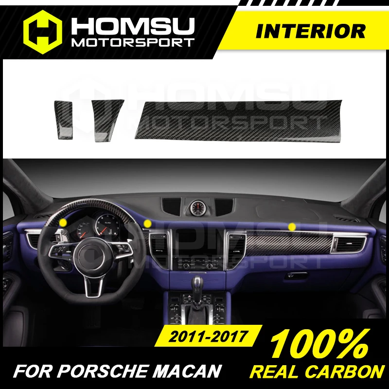 100% Real Carbon Fiber Interior Trim For Porsche Macan 95B Dashboard Kit Door Handle Trim center console cover fit for LHD RHD