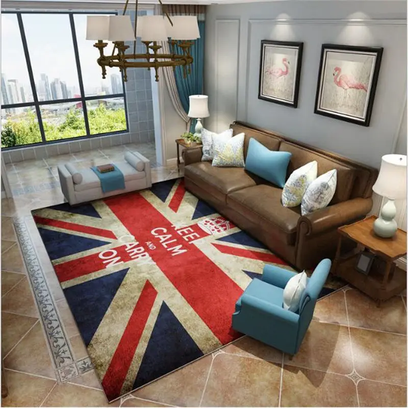 Bubble Kiss Carpet for Living Room European Style UK&USA Flag Design Carpet Home Bedside Area Rugs for Bedroom Non-slip Mat